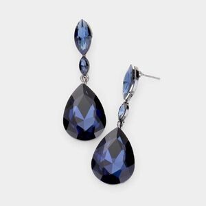 Miro Blue Double Crystal Teardrop Earrings